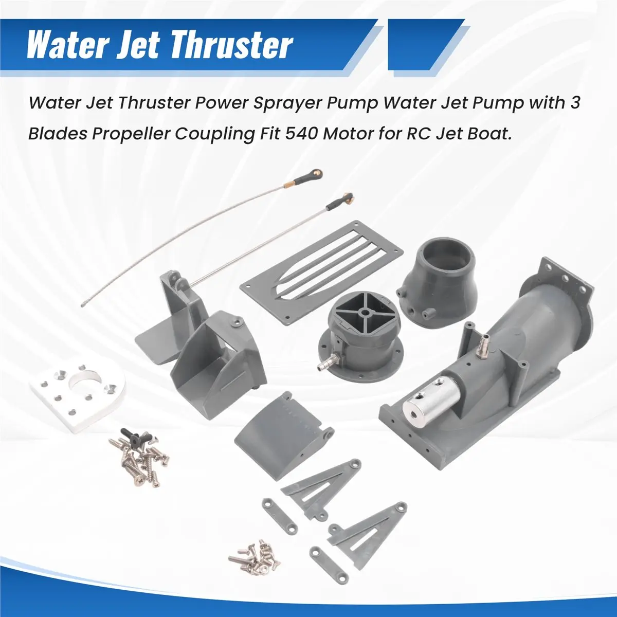 

A48U Water Jet Thruster Power Sprayer Pump Water Jet Pump with 3 Blades Propeller Coupling Fit 540 Motor for RC Jet Boat