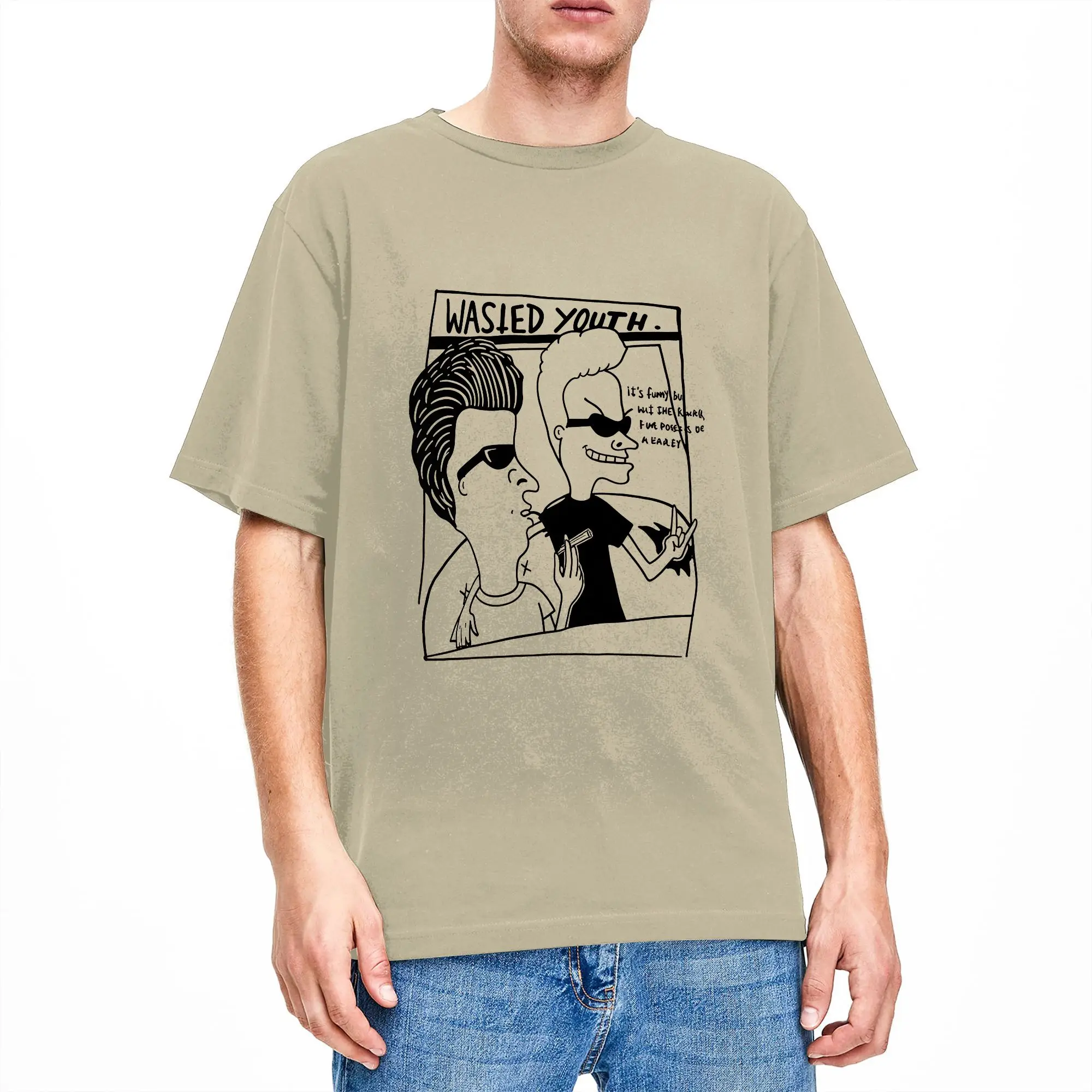 Beavis Butthead T-Shirt for Men  Vintage Pure Cotton Tee Shirt Crew Neck Short Sleeve T Shirt Plus Size Clothes