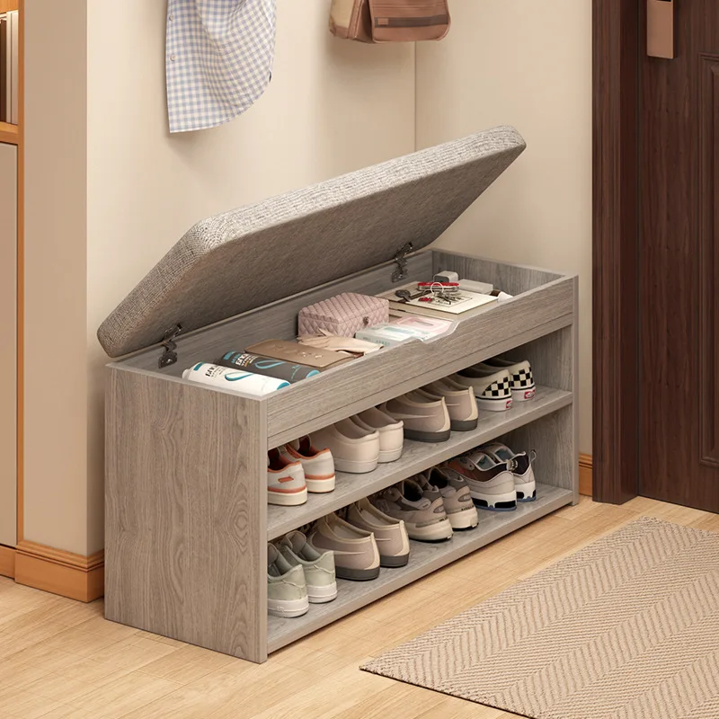 

Factory wholesale shoe change stool household door shoe rack can sit into the home shoe cabinet seat stool integrated