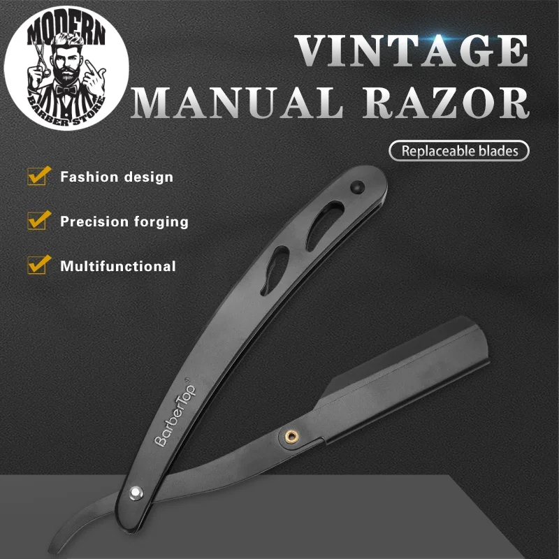 

Barber Manual Shaving Razor Men Folding Beard Cutter Barber Replaceable Blades Shavette Trimming styling appliances