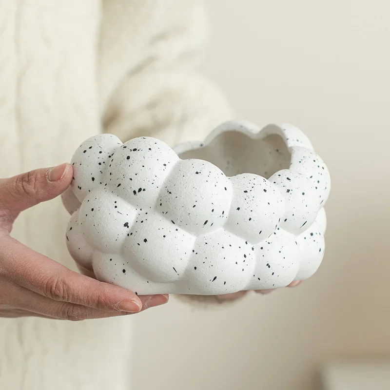 Cloud Shape Ceramic Ashtrays with Speckled Glaze Minimalist Windproof Ashtray for Home Office Desktop Trash Bin Decoration Gifts