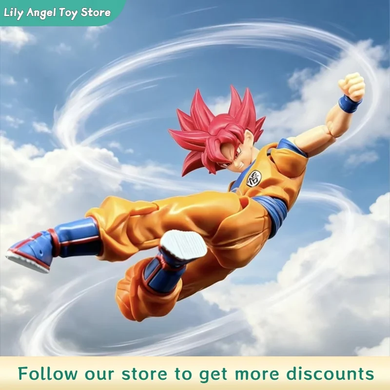 Bandai Shf Dragon Ball Super Saiyan Red Hair Goku Winding Aura Pose Articulated Action Figure In Stock For Anime Collectors Toy