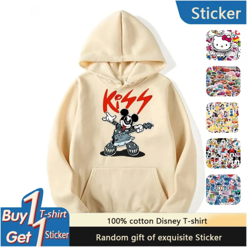 

Комплект для родителей и детей в стиле хип-хоп с Микки Маусом Disney для совместной работы на Хэллоуин, толстовка из чистого хлопка со шляпой, семья из трех или четырех человек