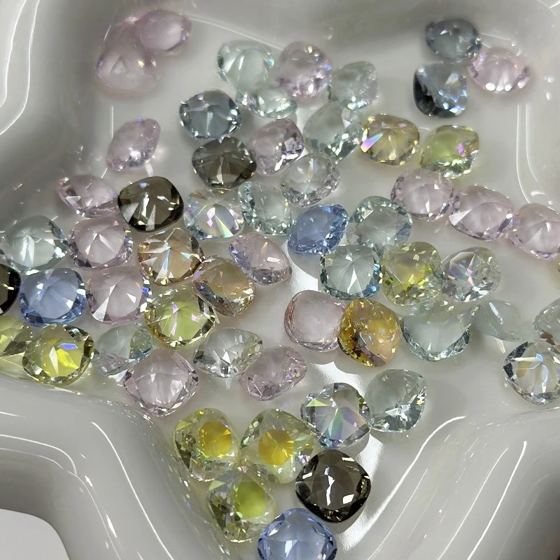 5Pcs K9 Pointed Nail Rhinestones,10MM Clear Fat Square Multi-cut Spark White Crystal Nail Stack Decor