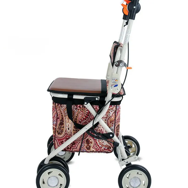 Household Elderly Shopping Cart Grocery Walker, Foldable Portable Car Can Load 90kg, Seniors Luggage Trolley