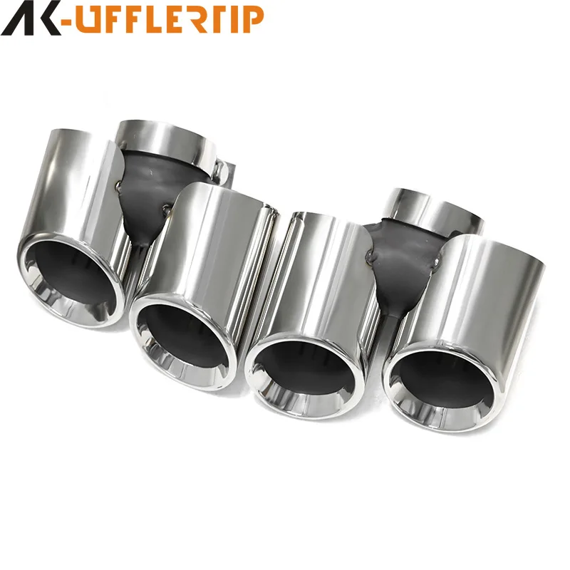 مناسبة لـ 11 إلى 18 سنة بورش 911 ماسورة العادم المعدلة من الفولاذ المقاوم للصدأ بأربعة اتجاهات كاتم صوت ذيل الفم المستدير