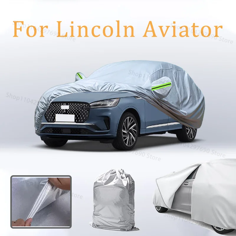 

For Lincoln Aviator Car Cover Door Zipper Full Exterior Black Silvery-Auto Cover Sunshade Dustproof Waterproof Reflective strips
