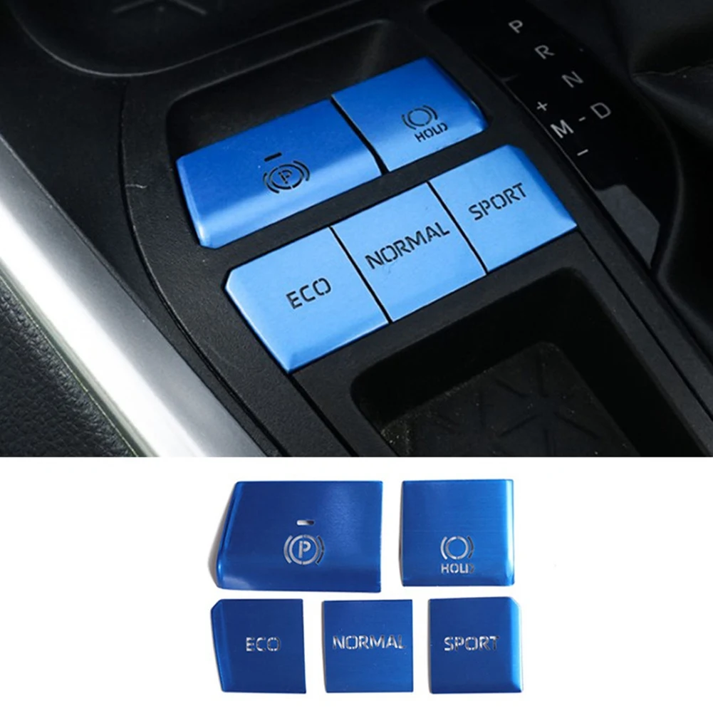 5PCS Blue Central Control Gear Multimedia Button Cover Trim Sticker Accessories for 2019-2021