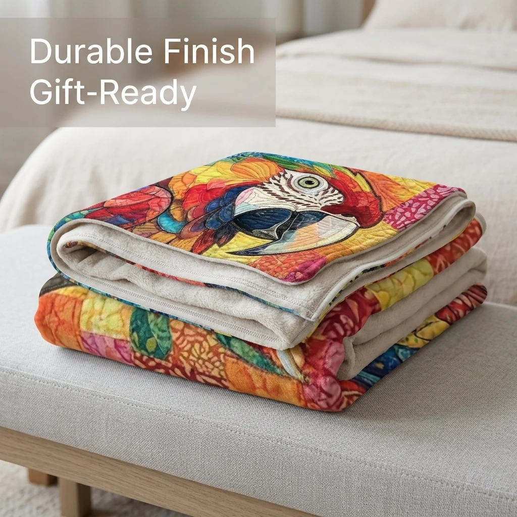 1PC Boho Art Style Rainbow Parrot Thick Flannel Throw Blanket, Soft Warm Portable Throw,Perfect Gift for Adults Boys Girls