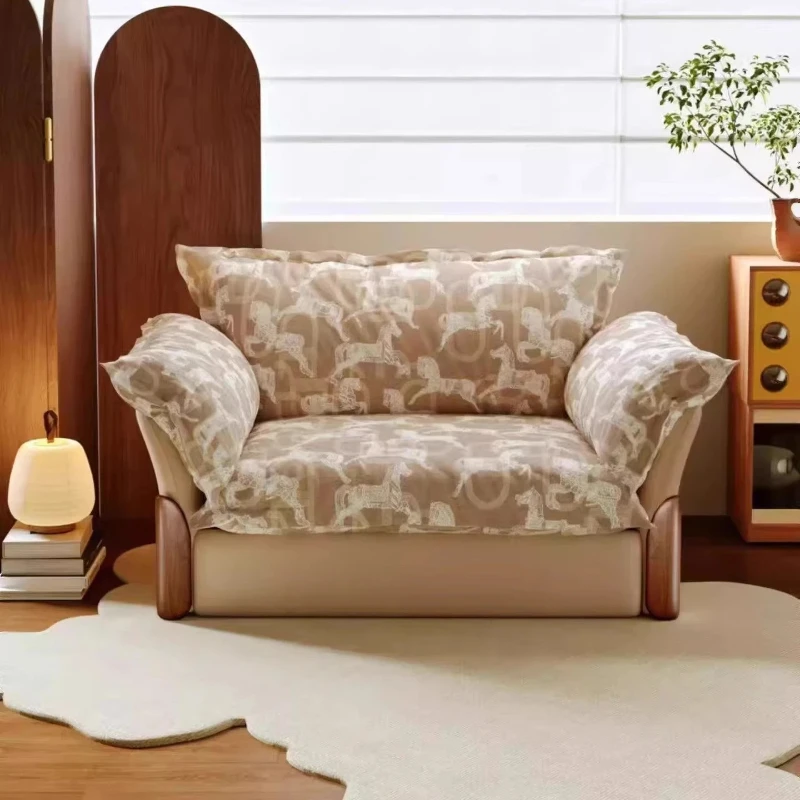 

Vintage Flower Bud Sofa Chair Multifunctional Folding Dual-purpose Black Walnut Lazy Retractable Sofa Bed Flower Bud Sofa Chair