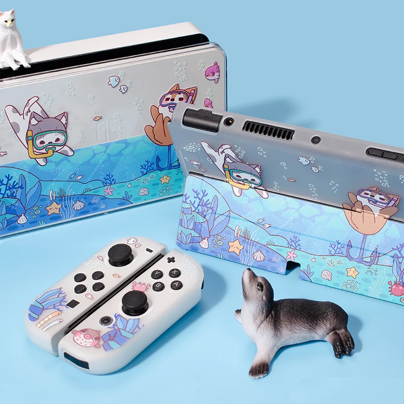 Funda OLED para Nintendo Switch, carcasa dura mate, transparente, Joy-con dividido, 2023