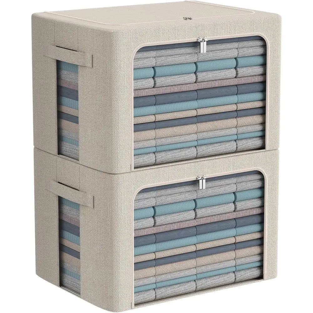 

Большие складные тканевые контейнеры для хранения с прозрачными стенками и ручками для белья, постельного белья, одеял и книг