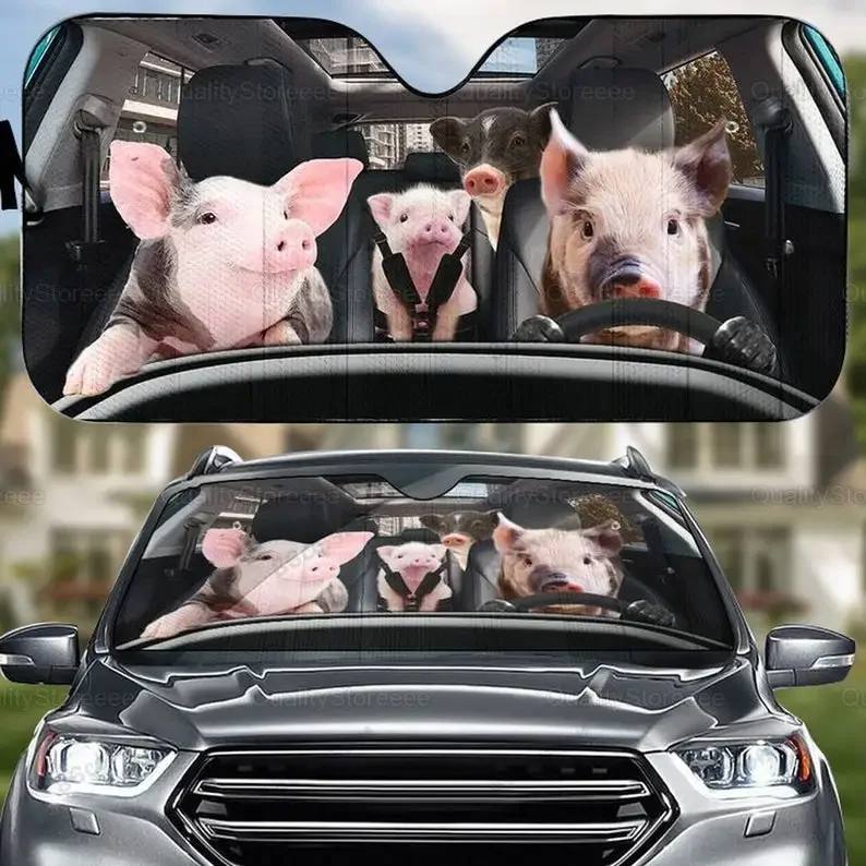 

Pig Family Auto Car Sunshade, Farm Car Sun Shade, Farm GiftSTYLE FOR CAR