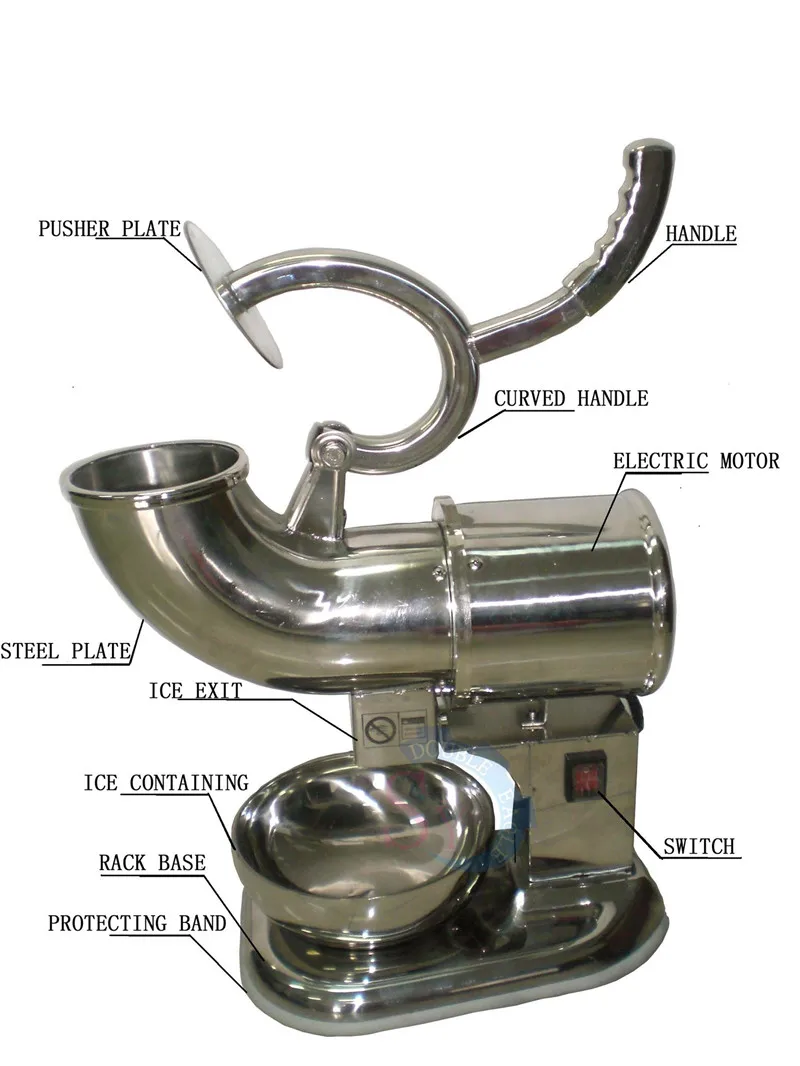 Mesin pembuat kerucut salju baja tahan karat elektrik 110v 220v bilah ganda Desktop efisiensi tinggi/peralatan cukur blok es