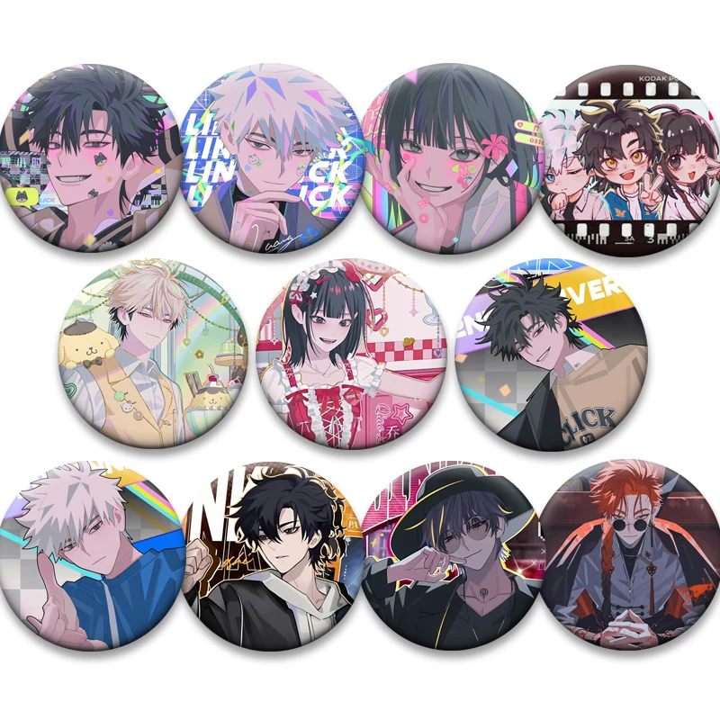 58mm Fashion Round Brooches Cheng Xiaoshi,Lu Guang Qiao Ling Cartoon Badge Anime Link Click Pins for Backpack Accessories Gifts
