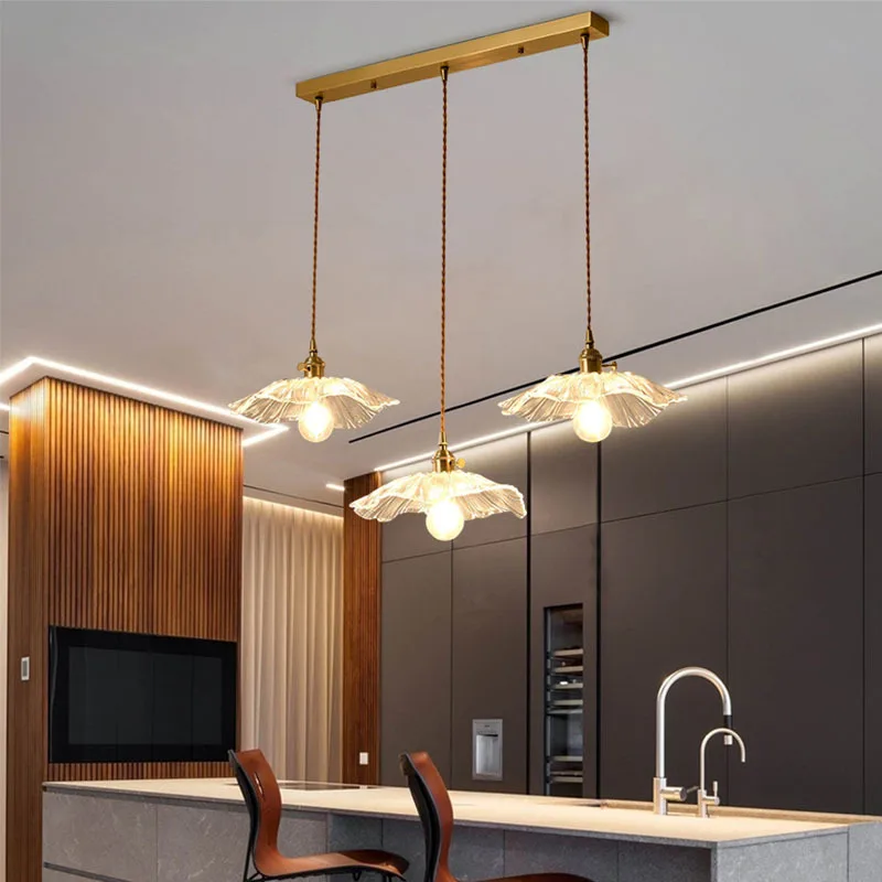 Modern Restaurant Chandelier Simple and Creative Lotus Leaf Ceiling Lamp Bar Table Corridor Crystal Glass Bedside Lamp image 2