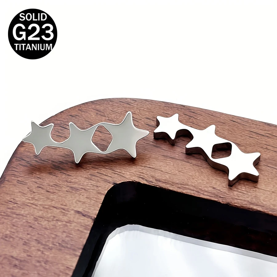1pc F136 Titanium Internal Thread 16G Lip Stud Earring Cartilage Accessories Five-Pointed Star Earring Easy And Stylish Unisex