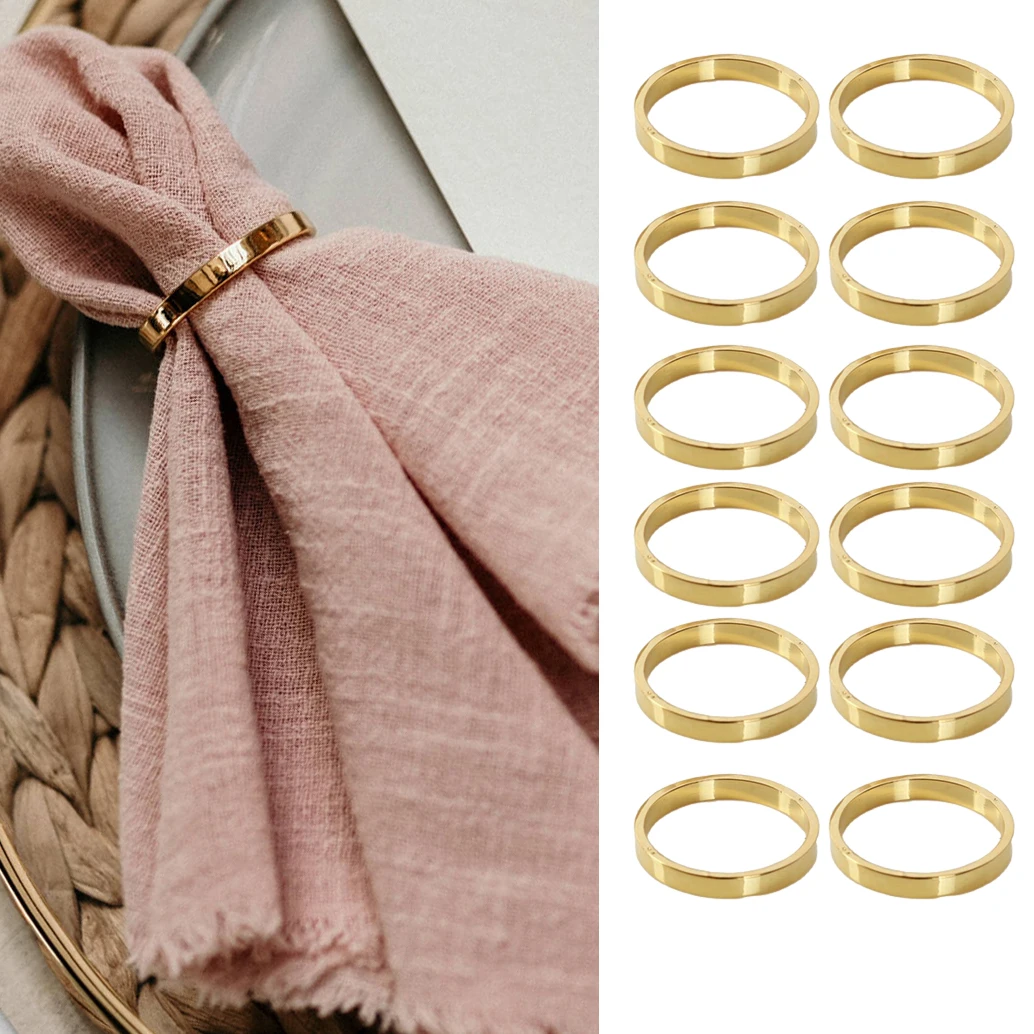 

12 шт., простое металлическое кольцо из сплава высшего качества, золото, серебро, держатель для салфеток, пряжка для дома, кухни, ужина, декор свадебного стола