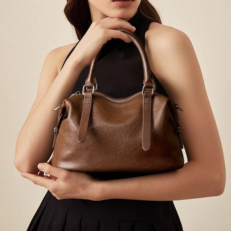 

Burminsa Cowhide Genuine Leather Handbags For Women New 2025 Luxury Designer Slouchy Satchel Work Ladies Shoulder Crossbody Bags