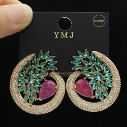 Luxury Jewelry Big Stud Earrings for Women Wedding Evening Party Leaf Palnt Earrings Gift