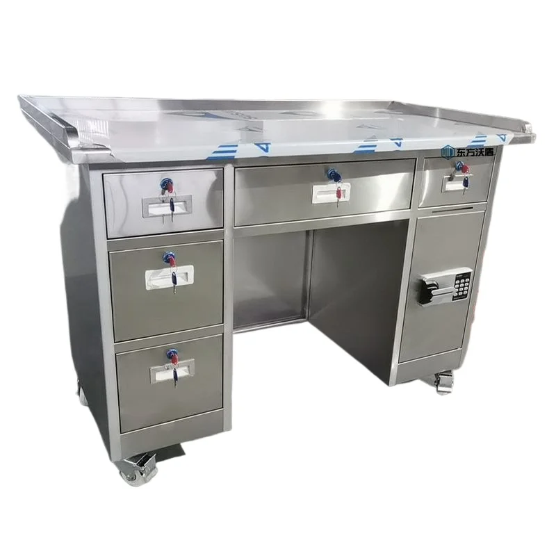 Stainless steel checkout page Financial integration Safety table with wheels