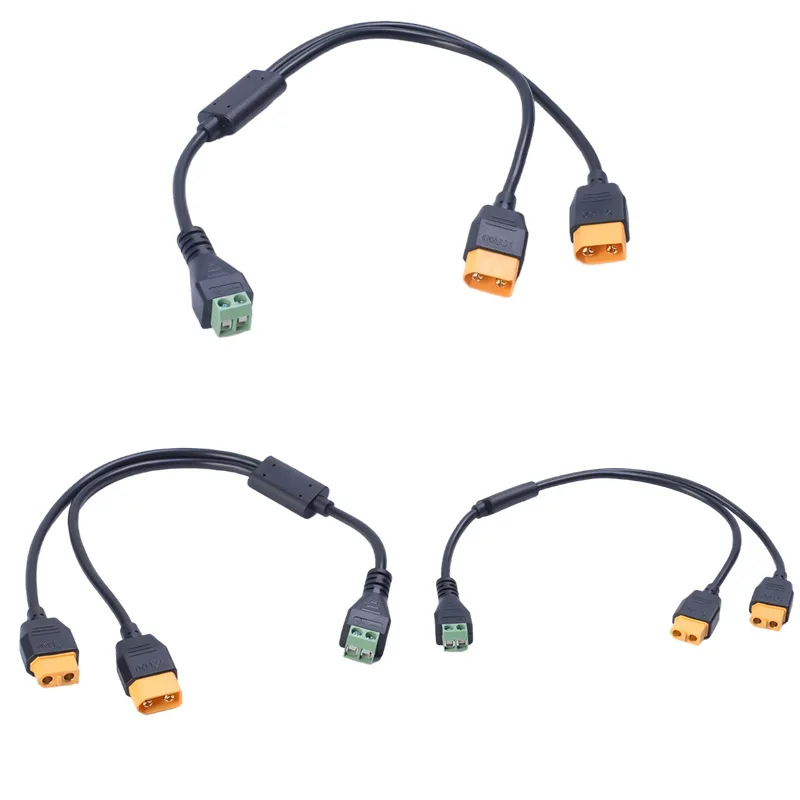 30cm 2P Terminal To Dual XT60 Y Splitter Cable 3 Optional Versions 20AWG Max 6A Power Wire For RC Drone Lipo Battery DIY Gear