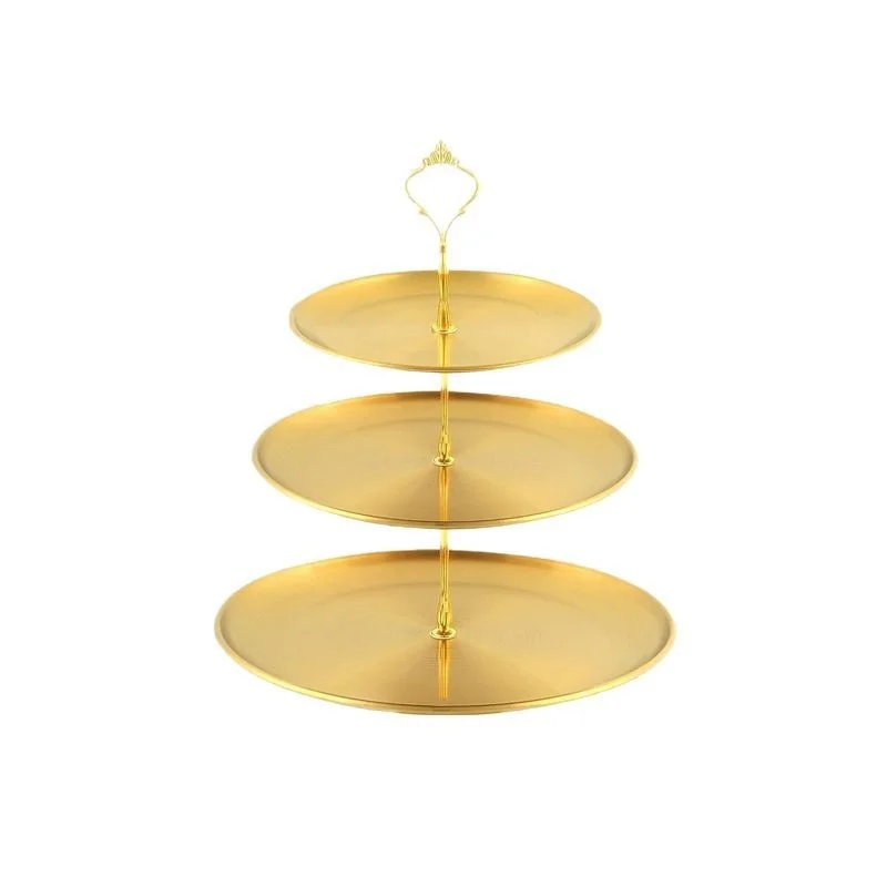 

E257 Золотая, серебряная, нержавеющая сталь Десертная стойка 2-слойная 3-слойная полка для торта Фруктовая тарелка Легкая роскошная витрина для десертов