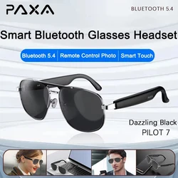 PAXA Pilot 7 Smart Glasses Earphones Bluetooth 5.4 Multi-function HD Call Remote Camera Bone Conduction Music Sunglasses Headset