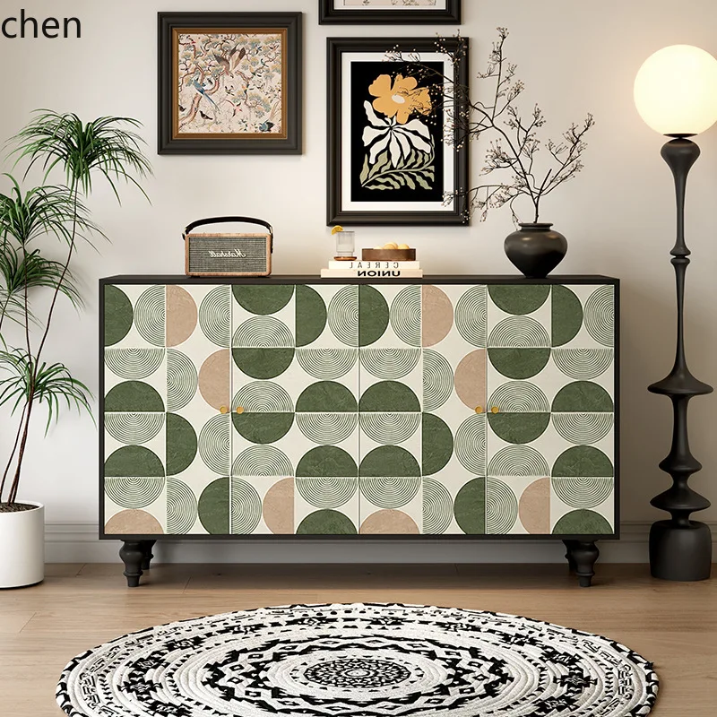 

PYH Solid Wood Vintage Cabinet Geometric Sideboard Wall-Mounted Integrated Storage Cabinet
