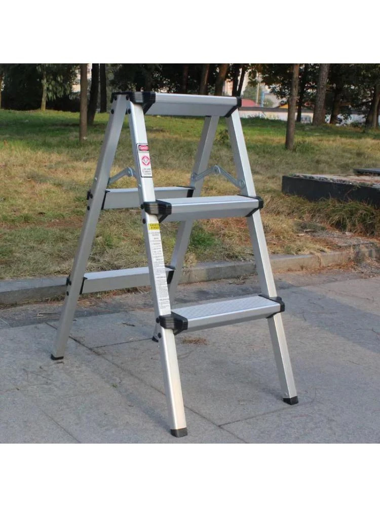 Thickened Household Folding Herringbone 2 Small Ladder 3 Steps Aluminum Alloy Double Side 3 Escalator 4 Climbing Portable Car