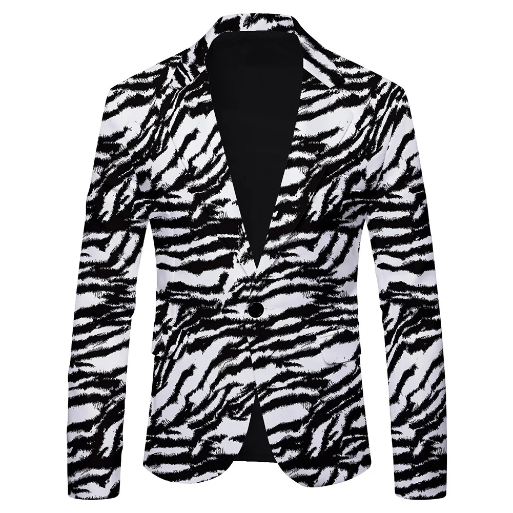 Men Blazer Blazer Oversized Polyester Regular 3D Printing Slight Stretch Autumn Slim Fit Blazer Smart Suit Jacket