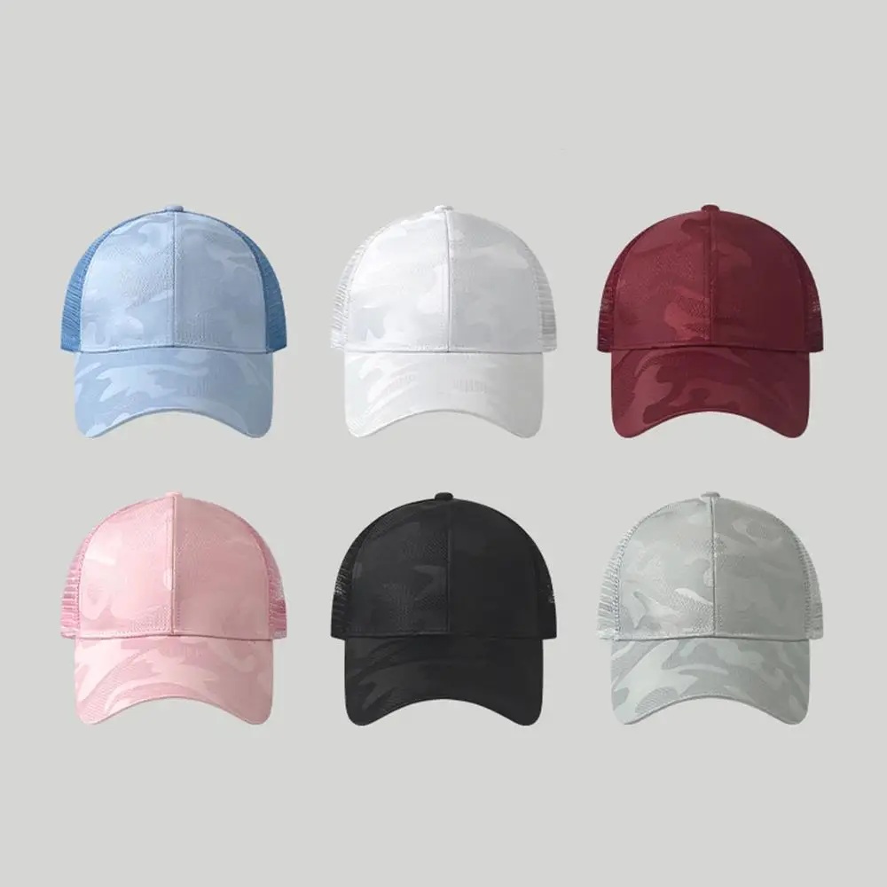 

2025 Summer High Ponytail Visor Hat Cotton Mesh Sun Hat Baseball Cap Breathable Adjustable Snapback Hats Outdoor Travel Sports