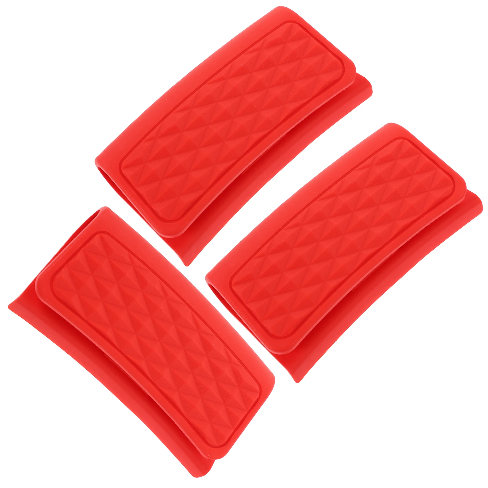 

3 Pcs Pot Ear Clips Handle Covers Red Heat Resistant Silicone Non Slip Kitchen Saucepan Grips Anti Scalding Flexible