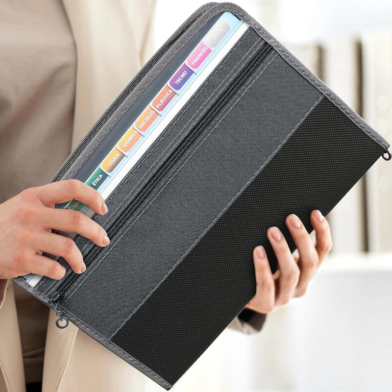 A4 European-Style Double-Zipper Expandable File Folder Large-Capacity Organizer with 12 Pockets for Office Documents & Supplies