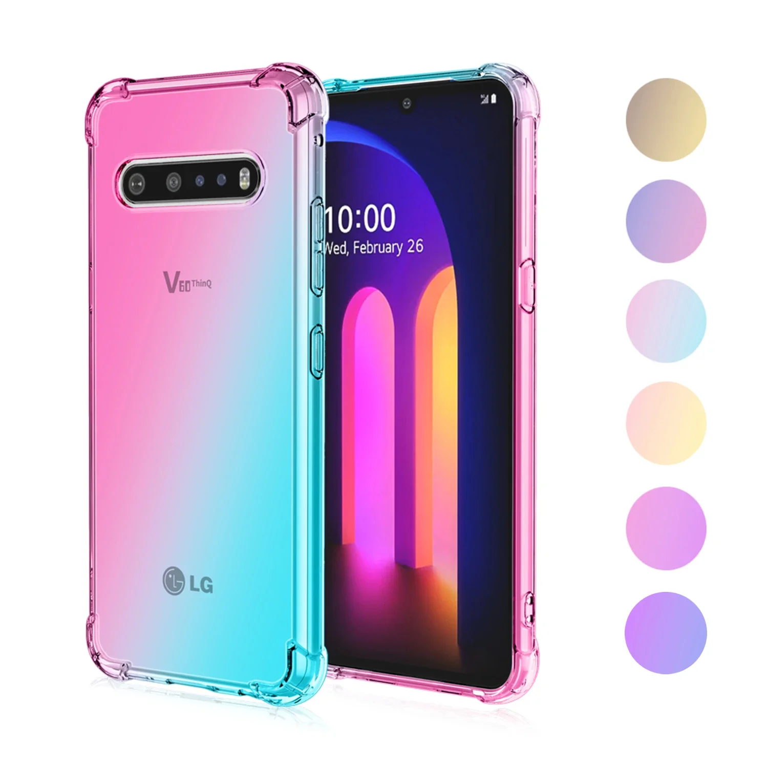 for LG V60 Velvet Stylo 7 6 5 K92 K40s K50s K61 K62 Q62 Clear Case Cute Gradient Slim Anti Scratch Flexible TPU Shockproof Cover