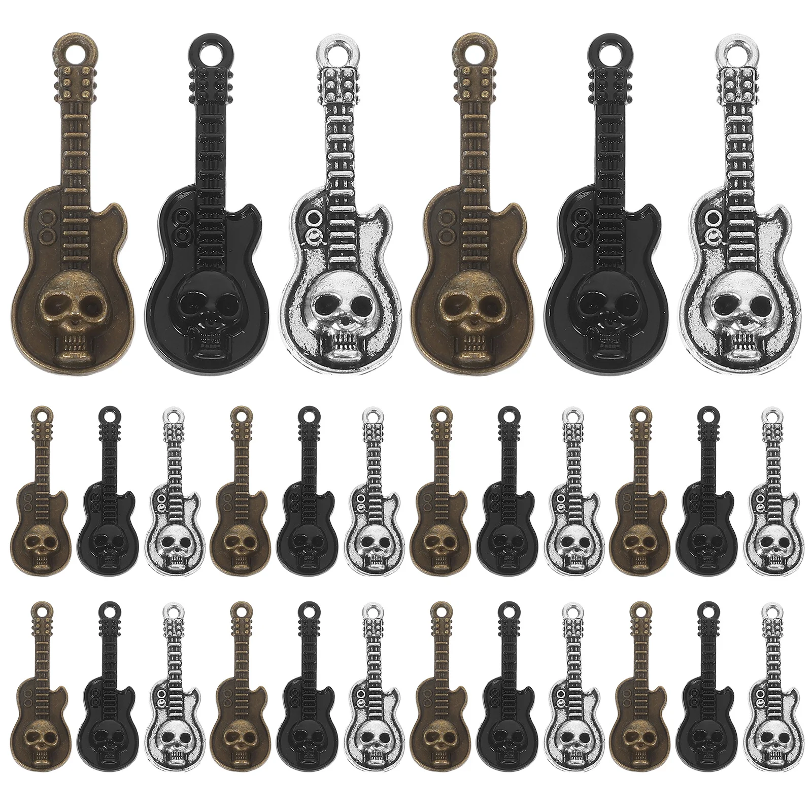 

60 шт., мини-гитара, подвески в виде черепа, музыкальные подвески из сплава для ожерелья, браслета, серьги, проекты «сделай сам», подвески для гитары, музыкальные подвески из сплава