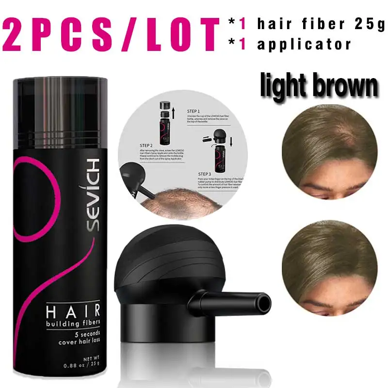 SEVICH Haarpoeder Set Cover Schaars Haar Of Kaal Vlekken Haaruitval Hergroei Behandeling Keratine Haarvezel Poeder Applicator