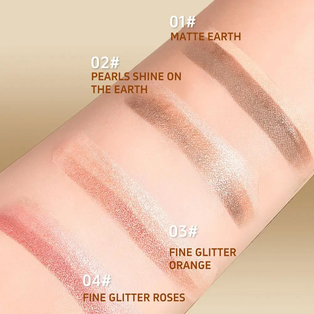 Bâton d'ombre à paupières progressif nacré à trois couleurs, bâton d'ombre à paupières paresseux pour novice, Texture lisse longue durée ﻿