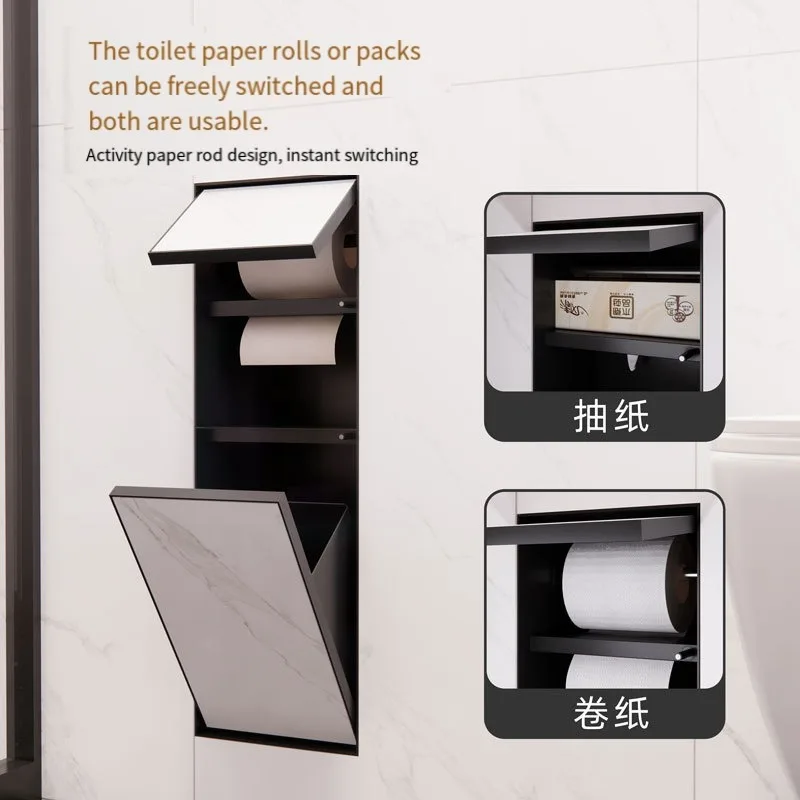 304 hidden niche, toilet embedded trash can, concealed tissue box, toilet toilet niche rack