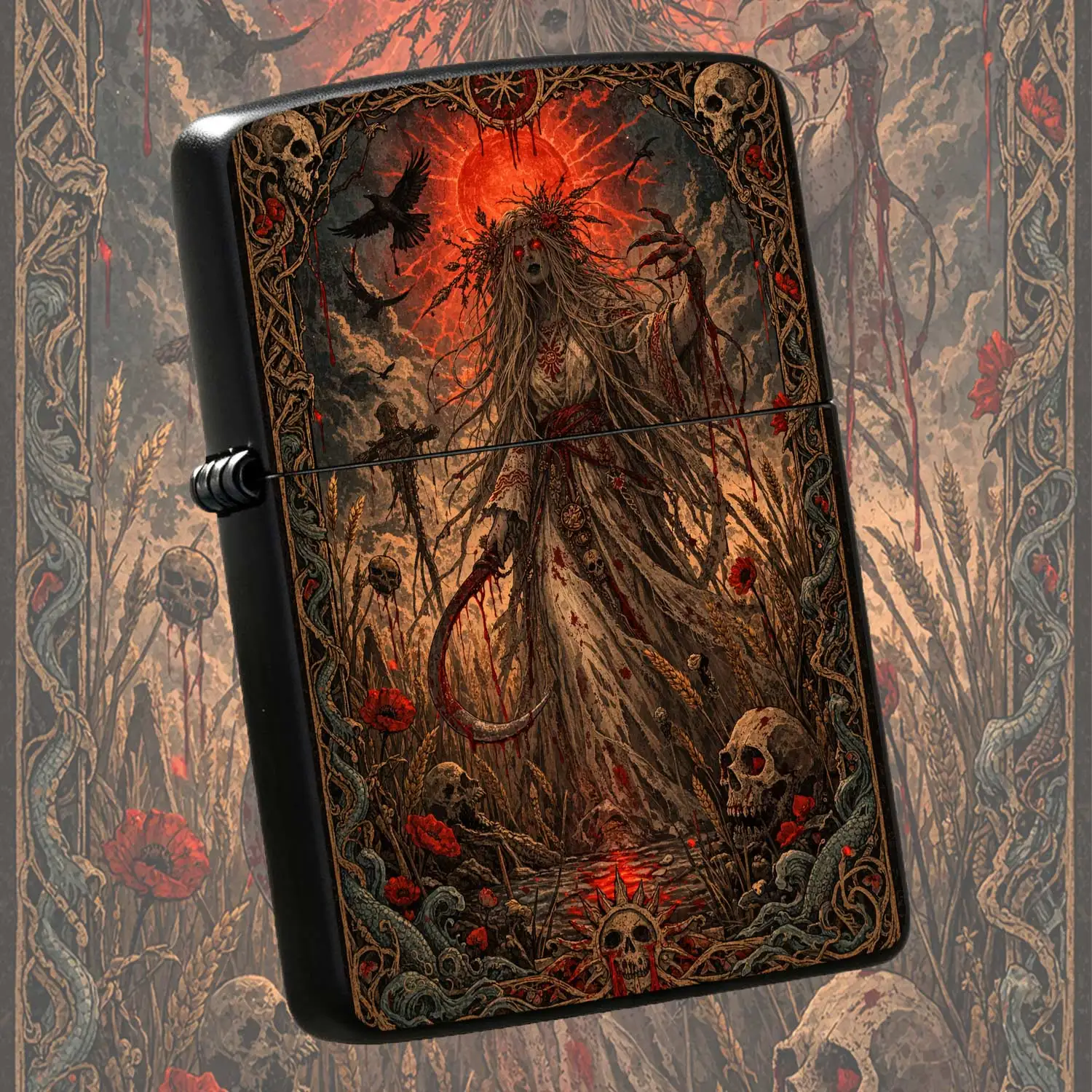 Flip-Top Pocket Windproof  Lighter, Dark Style Weird Goddess Theme Etched, Vintage Distressed Texture Portable , Niche Dark Aesthetic Collectible Playable Personalized Trendy Portable Gear Humorous and Lighter