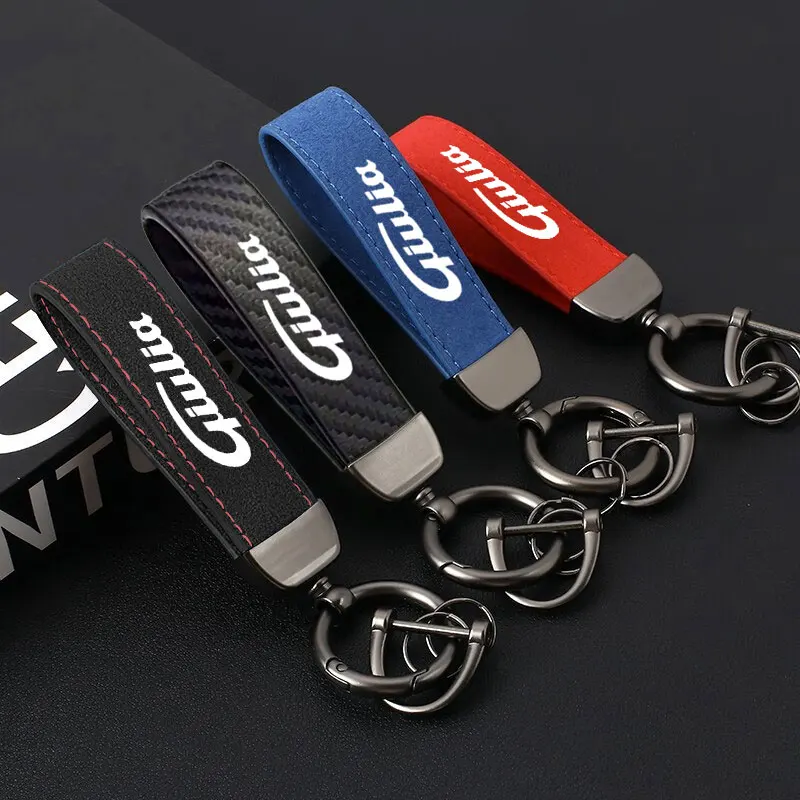 

Suede Keychain DIY Bag Pendant Key Chain Holder Car Keyring Simple Multiuse Key Holder Gift For Alfa Romeo Giulia Car Accessorie