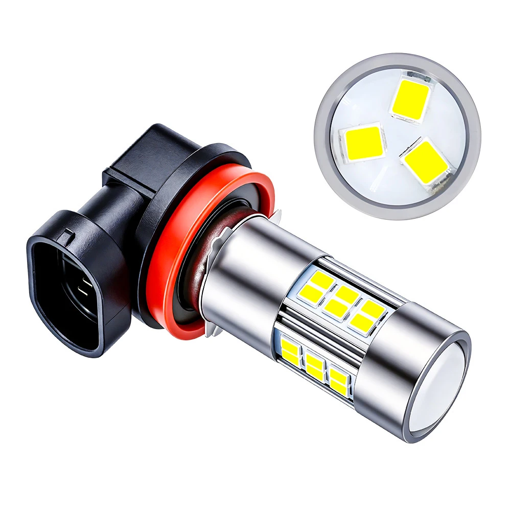 4-Sides 3030 Super Bright LED Anti Fog Bulbs 2PCS H8 H11 H27 881 9006 HB4 Yellow White 12V 24V Car Fog Light Replacement view 4