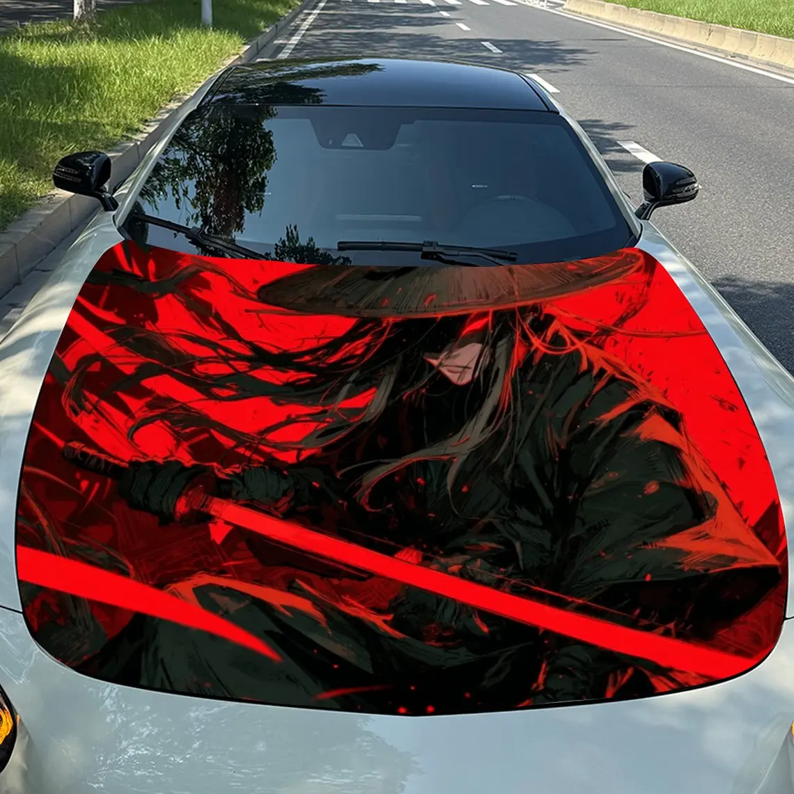 Martial Arts Assassin Car Hood Sticker, Durable Body Film Suitable For Most Car Models, Car Hood Protective Film Gift