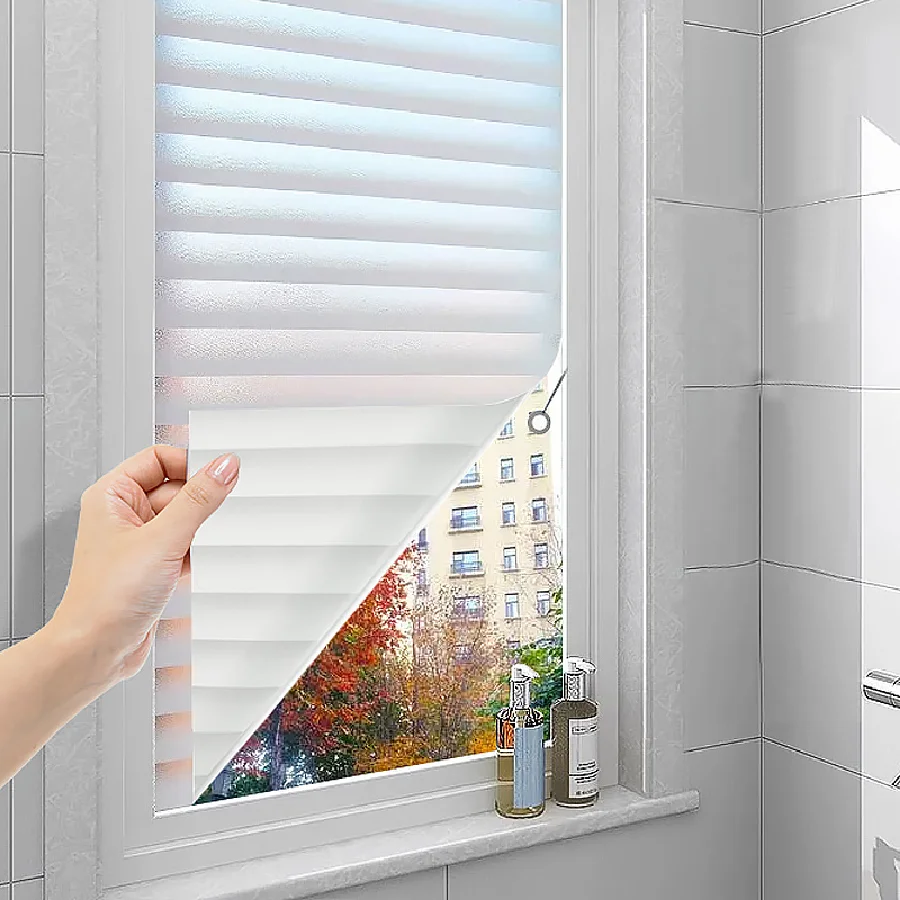 Statisch haftende Fensterfolie, selbstklebend, halbtransparent, Sichtschutz, Sonnenschutz, modernes Zuhause, Büro, Wohnzimmer, 45 cm, 60 cm
