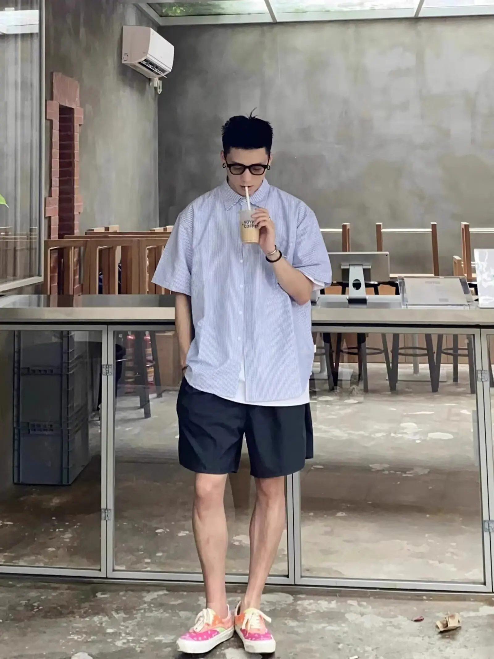 

Summer New Sle Japanese Retro Striped ort Sve Casual irt for Men Loose Fit Trendy Brand y irt Jaet