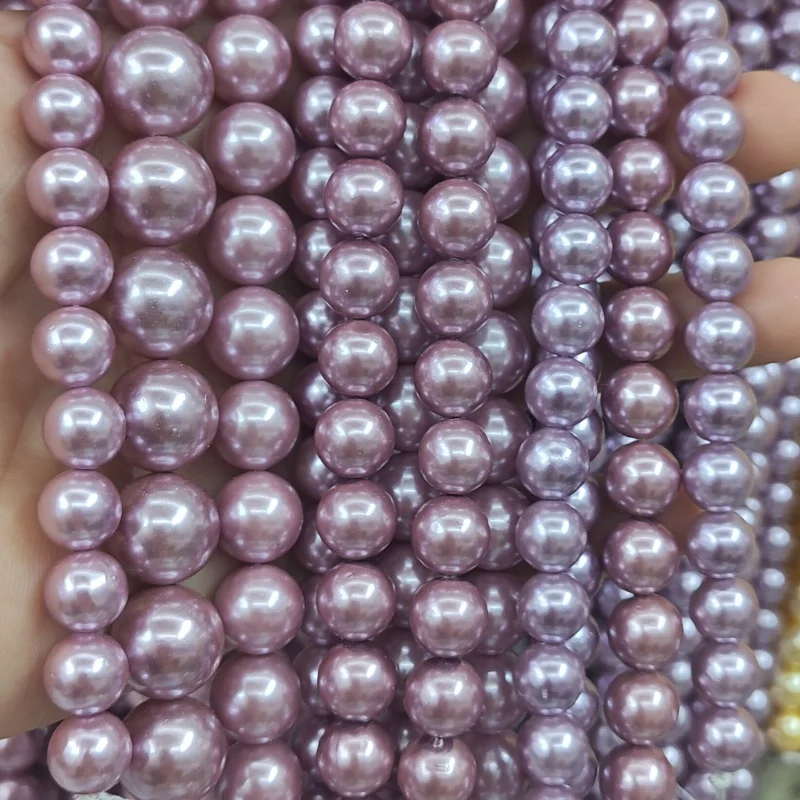 Wholesale 4mm-12mm Round Ball Shell Pearl Loose Spacer Beads for Jewelry Making 5 Strands/lot