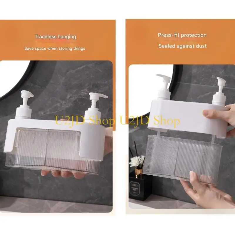 U2JD Press Type Shampoo Dispenser Bottle For Bathroom Kitchen No Holes Installation