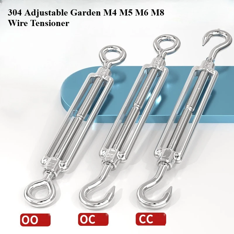 

304 Outdoor Rope Hook Tensioners Rope Cable Tension Set Adjustable Garden Wire Tensioner Hamock Bind and Fastening Wire Rope