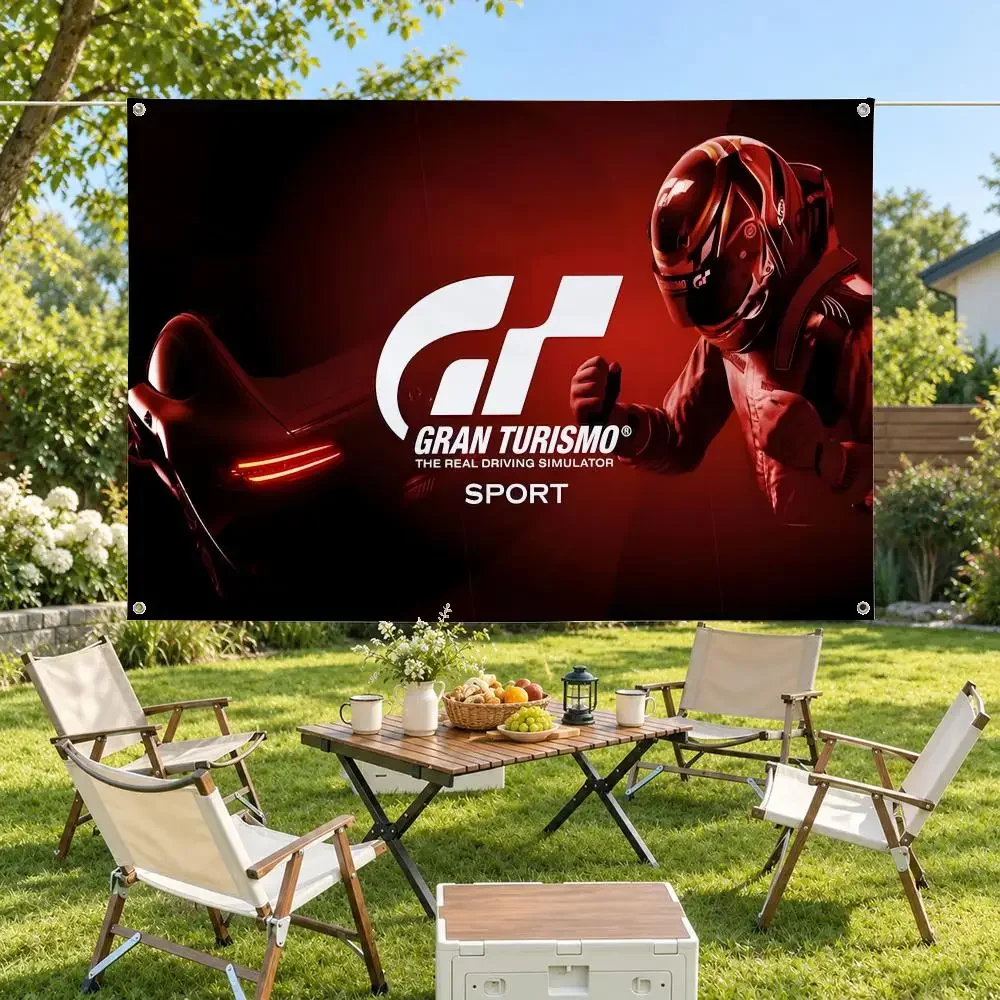 Game Gran Turismo Flags Minimalist Fabric Banner Flags Garden Shop Bedroom Festival Birthday Wall Decor