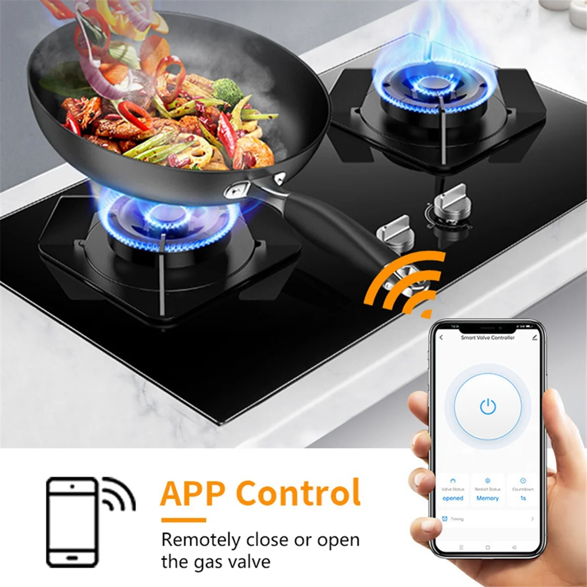 Tuya Smart WiFi Smart Valve Manipulator Gas Adjustable Water Valve Leak Controller Supports Alexa EU-Plug